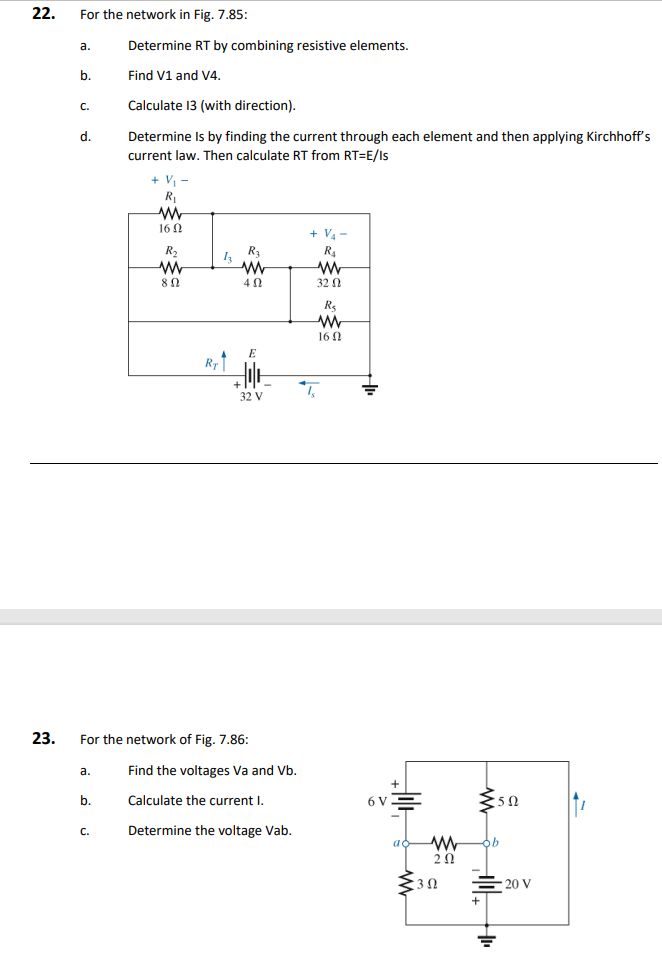 Solved 22. A. C. For The Network In Fig. 7.85: Determine RT | Chegg.com