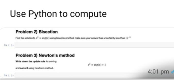 Solved Use Python to compute Problem 2) Bisection Ford the | Chegg.com