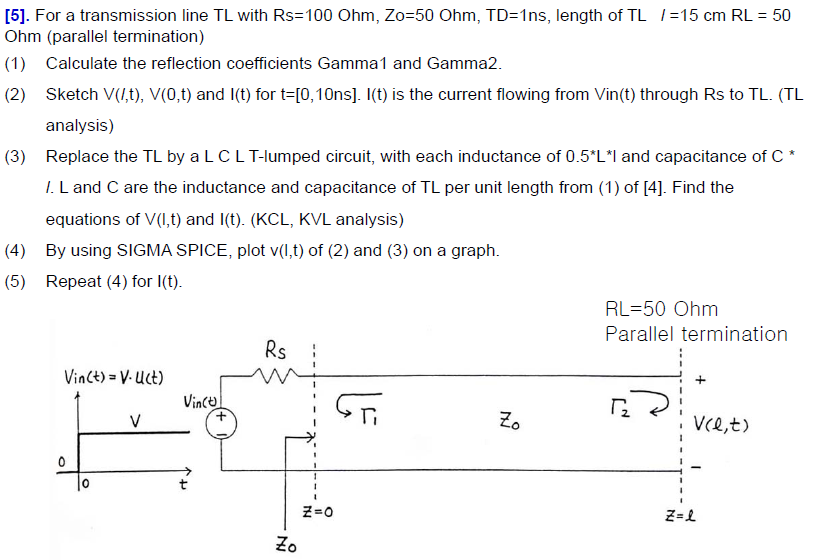 [5]. For a transmission line TL with Rs-100 Ohm, | Chegg.com