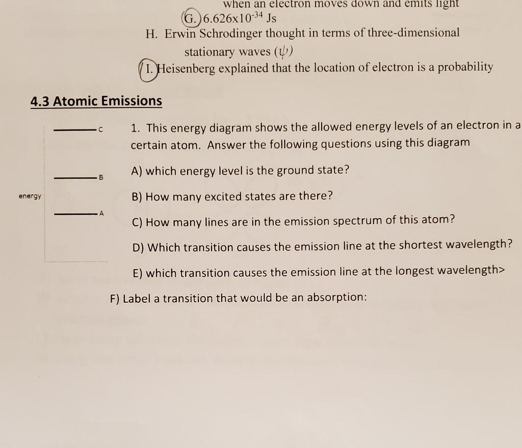 Solved Name с B A 2. This energy diagram shows the allowed | Chegg.com