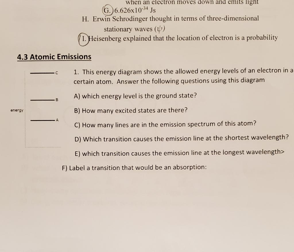 Solved Name с B A 2. This Energy Diagram Shows The Allowed | Chegg.com