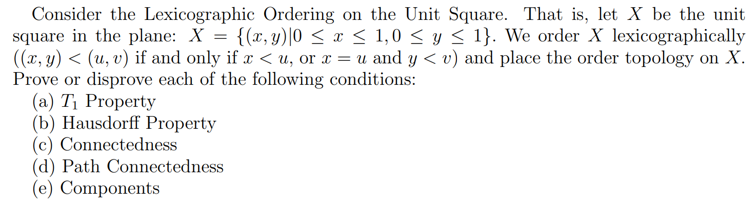 Solved Consider the Lexicographic Ordering on the Unit | Chegg.com