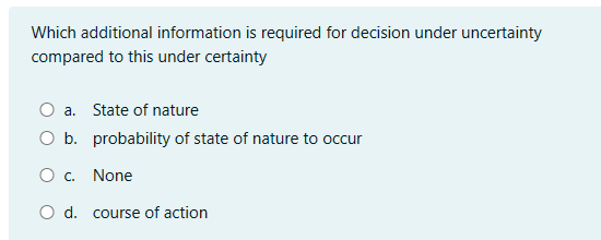 Solved Which additional information is required for decision | Chegg.com