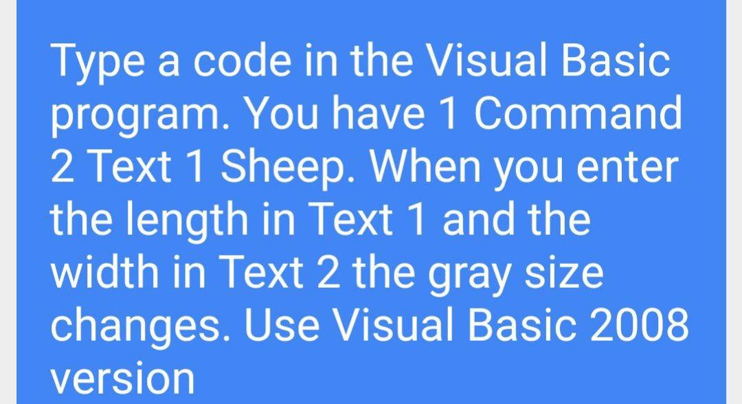 Solved Type a code in the Visual Basic program. You have 1 | Chegg.com