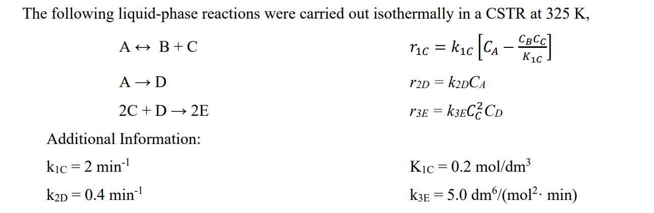 Solved The Following Liquid-phase Reactions Were Carried Out | Chegg.com