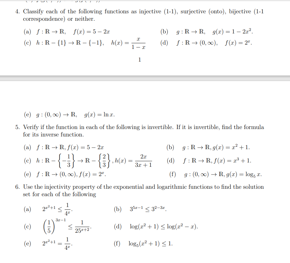 4. Classify Each Of The Following Functions As | Chegg.com