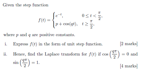 Solved Given the step function 1919 0 | Chegg.com