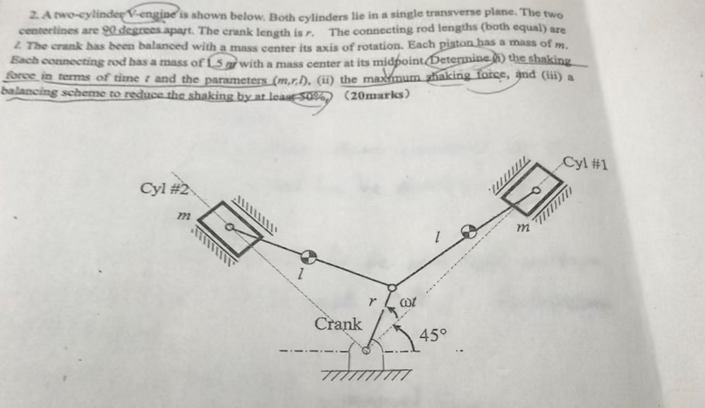 Solved A two-cylinder V engine is shown below. Both | Chegg.com