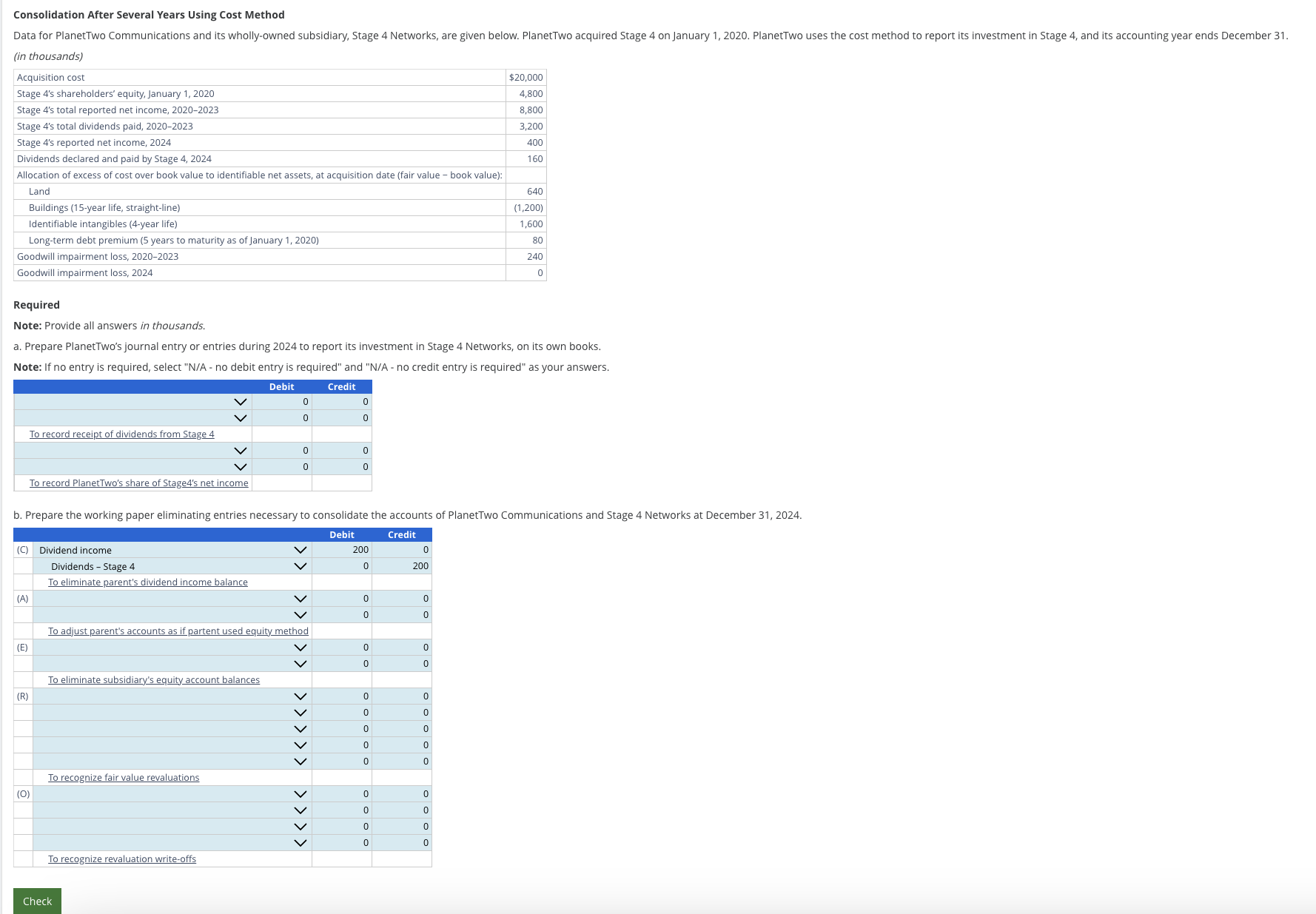 Solved Consolidation After Several Years Using Cost Method | Chegg.com