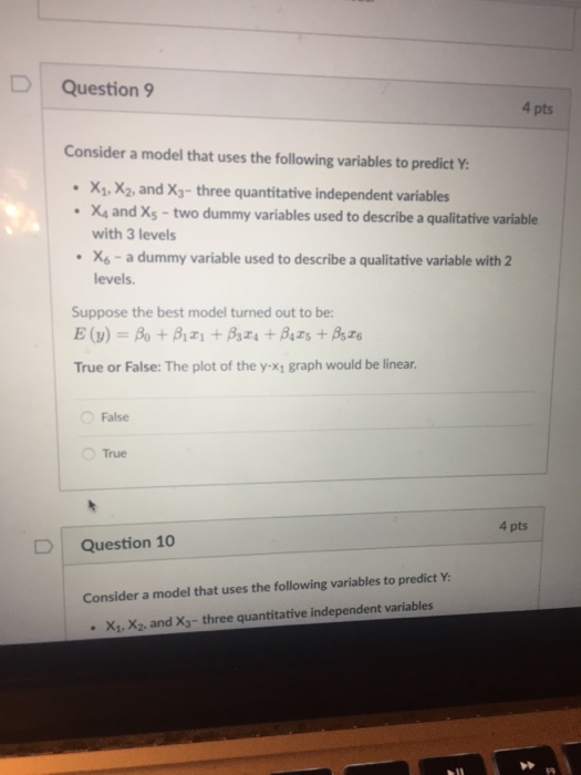 Solved D Question 9 4 pts Consider a model that uses the | Chegg.com