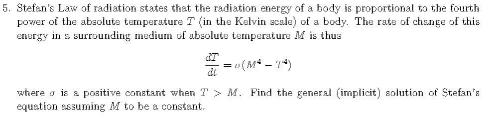 Solved Stefan’s Law of radiation states that the radiation | Chegg.com