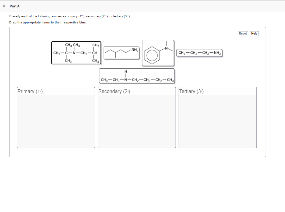 Solved Part A Classify Each Of The Following Amines As Chegg Com