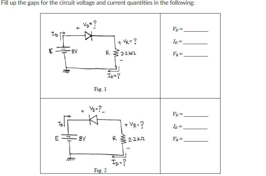 Solved Fill up the gaps for the circuit voltage and current | Chegg.com