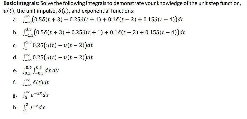 Solved 00 00 -3.5 -1.5 C. 00 Basic Integrals: Solve the | Chegg.com