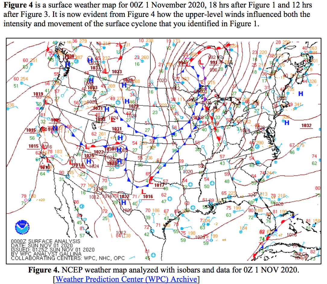 Solved Figure 4 is a surface weather map for OOZ 1 November | Chegg.com