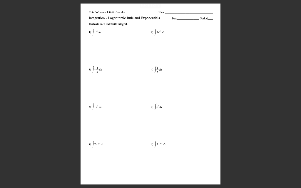 Solved Kuta Software Infinite Calculus Name Integration