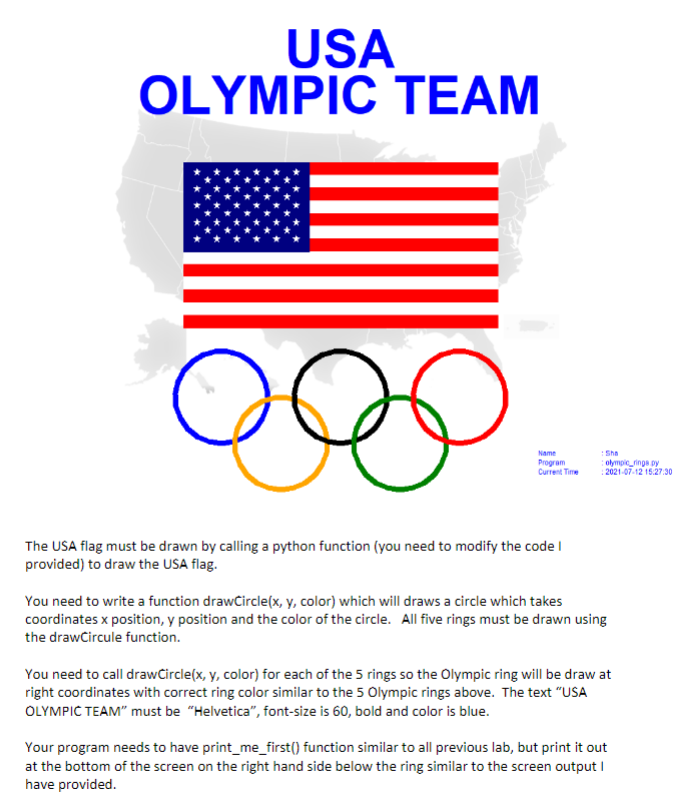 Solved Lab assignment requirement: Lab 7 - Olympic Rings | Chegg.com