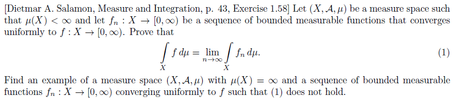 Solved [Dietmar A. Salamon, Measure and Integration, p. 43, | Chegg.com