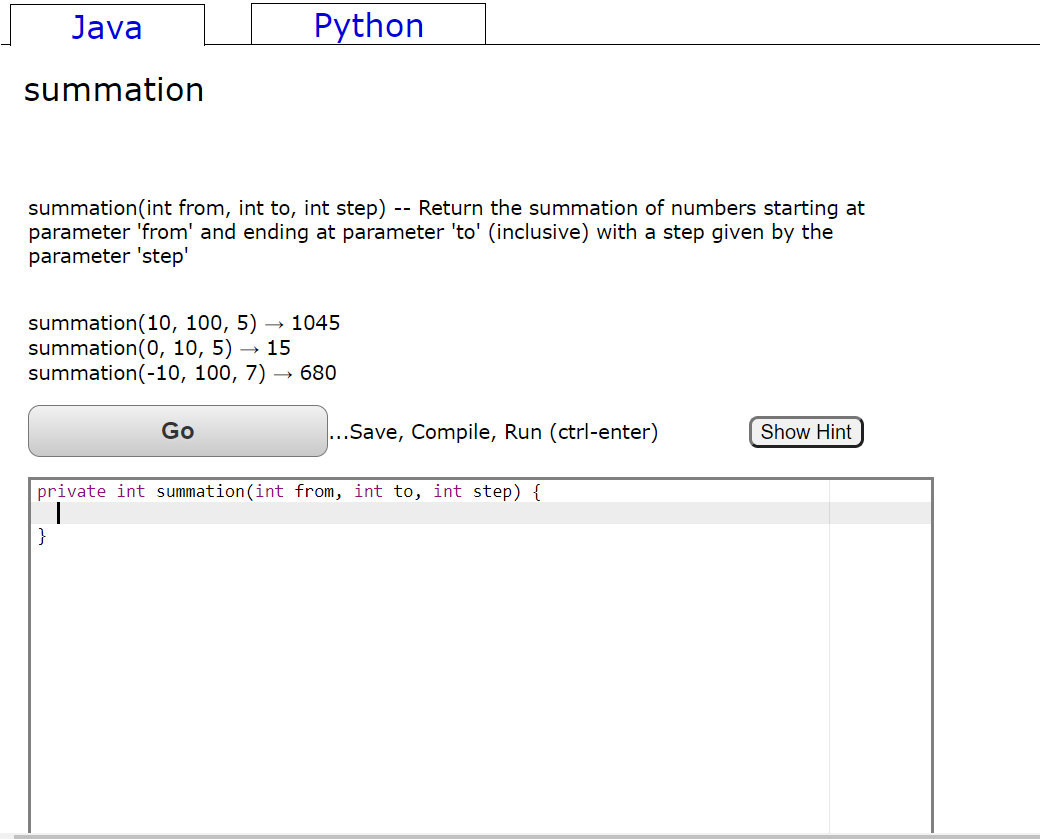 Solved Java Python summation summation(int from, int to, int | Chegg.com