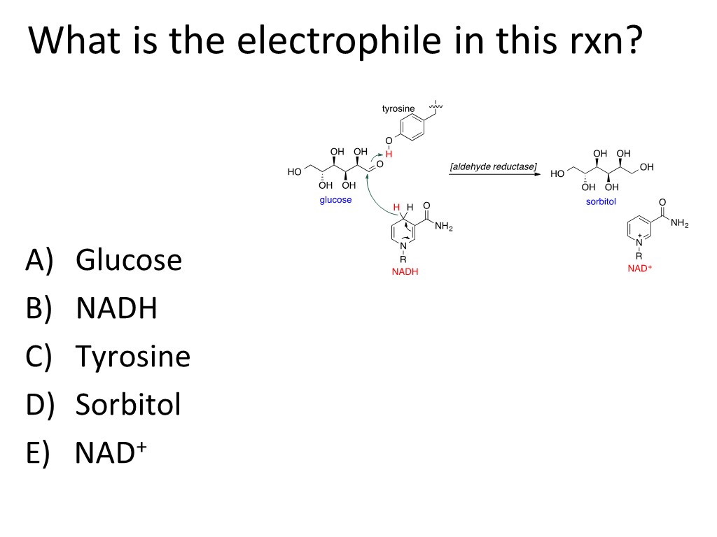 Solved What is the electrophile in this rxn? A) Glucose B) | Chegg.com