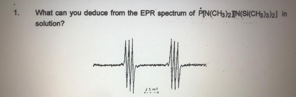 Solved 1. What can you deduce from the EPR spectrum of | Chegg.com