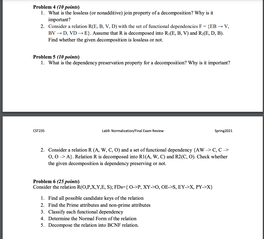 Solved Problem 4 10 Points 1 What Is The Lossless Or Chegg Com