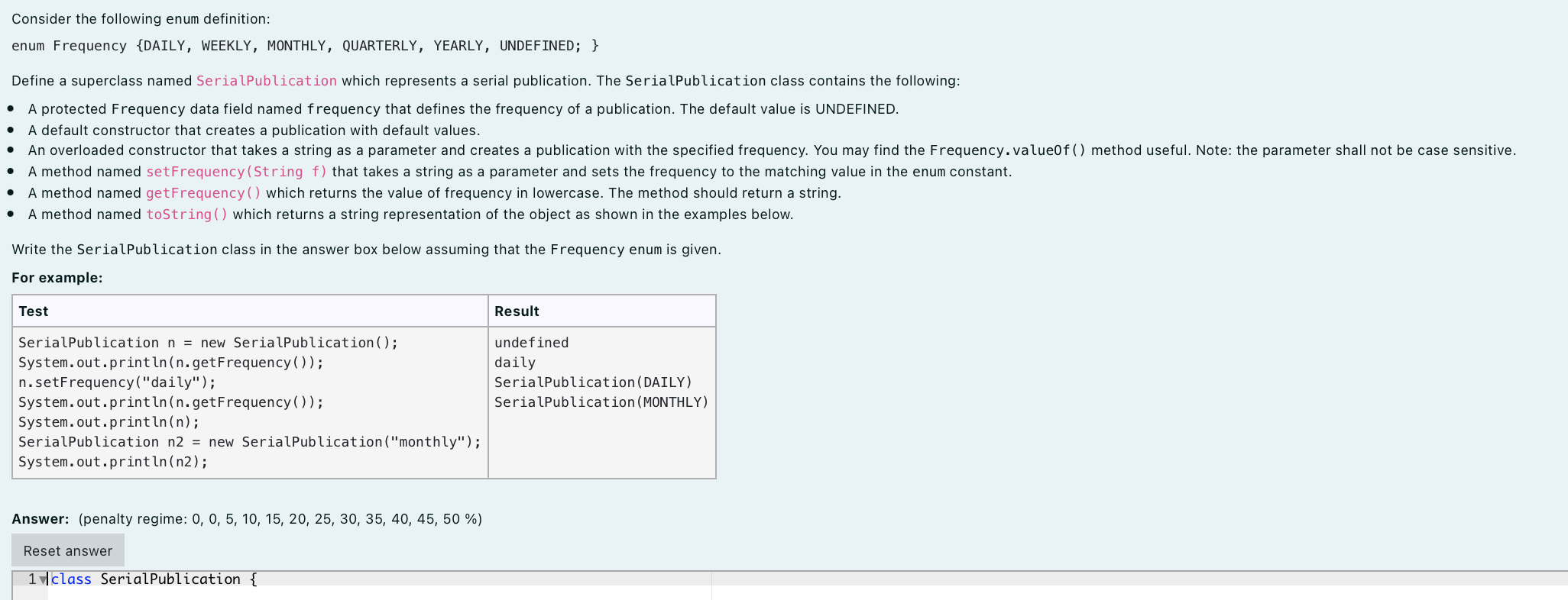 Solved Consider the following enum definition enum