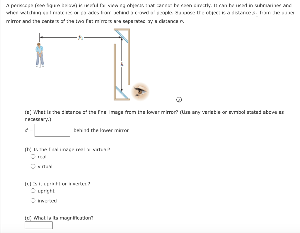 Solved A periscope (see figure below) is useful for viewing | Chegg.com