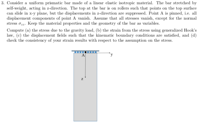 Solved 3. Consider a uniform prismatic bar made of a linear | Chegg.com