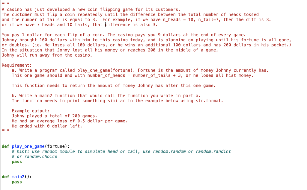 Solved A casino has just developed a new coin flipping game | Chegg.com