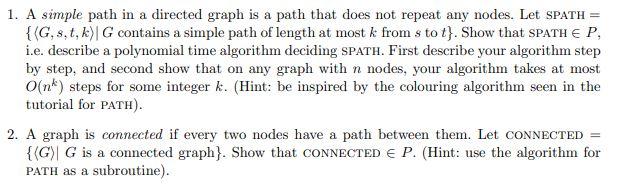 Solved 1. A simple path in a directed graph is a path that | Chegg.com