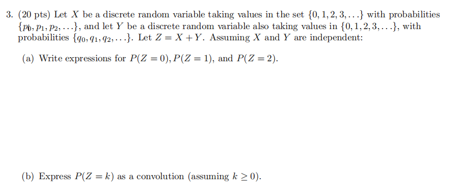 Solved 3. (20 pts) Let X be a discrete random variable | Chegg.com