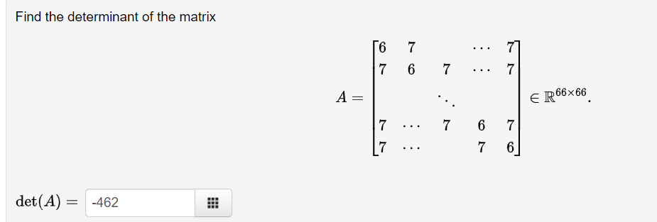 Solved Find the determinant of the matrix | Chegg.com