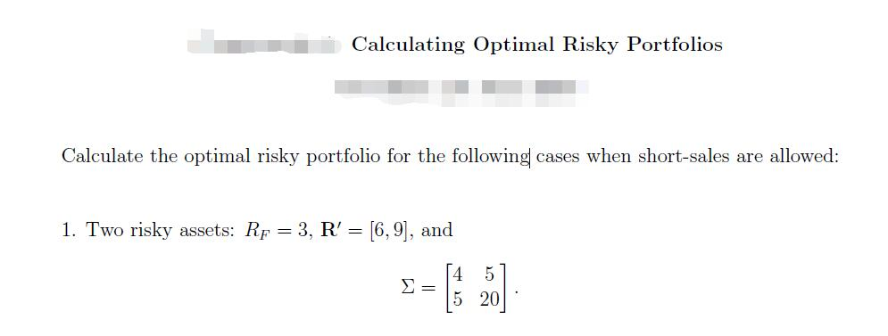 Calculating Optimal Risky Portfolios Calculate The 