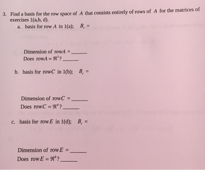 Find a basis for the row space of A that consists | Chegg.com