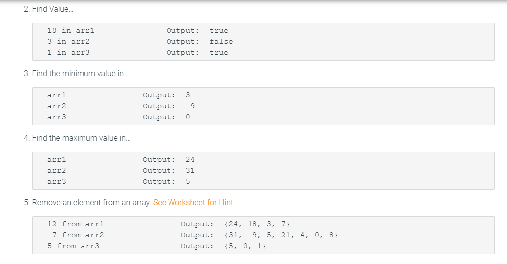Solved 3.2 Lab 3A: Array Algorithms Refer to the following | Chegg.com