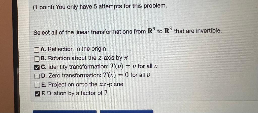 Solved (1 point) You only have 5 attempts for this problem. | Chegg.com