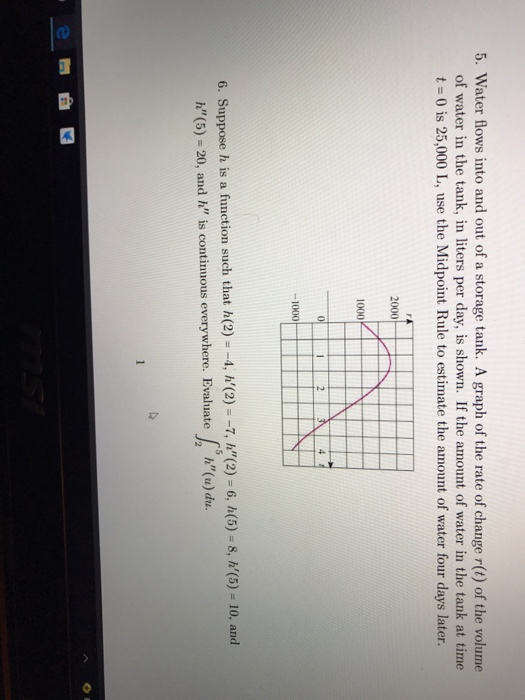 Solved 5. Water flows into and out of a storage tank. A | Chegg.com