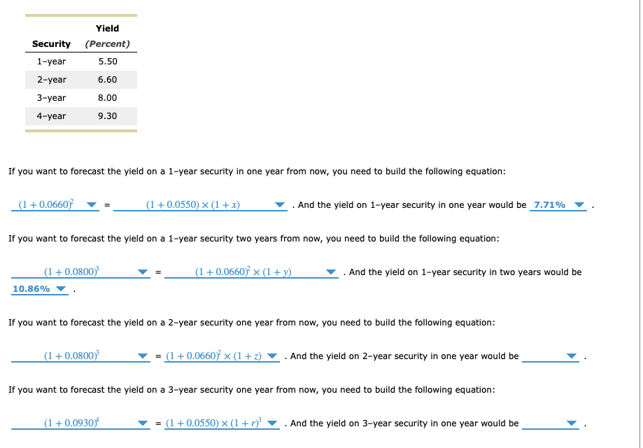Solved Yield Security (Percent) 1-year 5.50 2-year 6.60 | Chegg.com