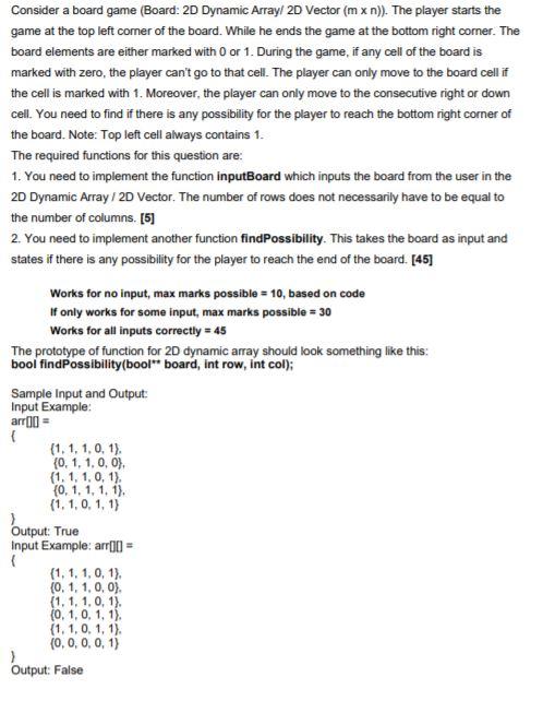 Solved Consider a board game (Board: 2D Dynamic Arraył 2D | Chegg.com