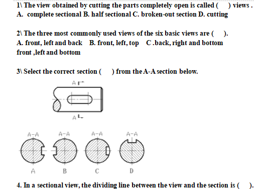 Solved \\ The View Obtained By Cutting The Parts Completely | Chegg.com