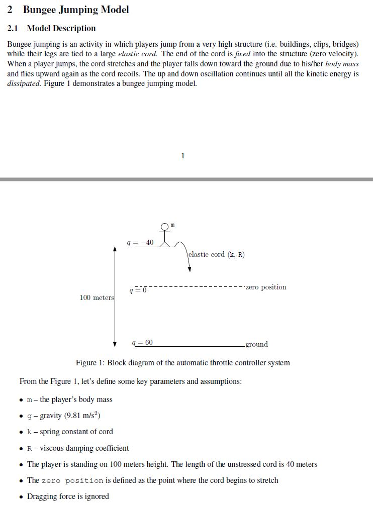 Solved 2 Bungee Jumping Model 2 1 Model Description Bungee Chegg Solved 2 Bungee Jumping Model 2 1 Model Description Bungee Chegg