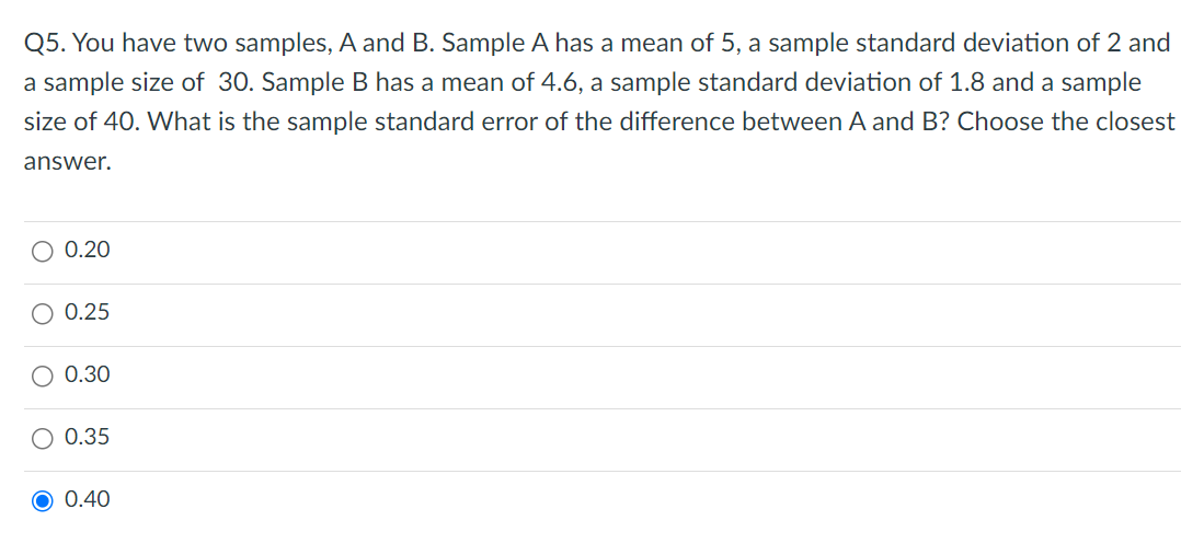 Solved Q5. You Have Two Samples, A And B. Sample A Has A | Chegg.com