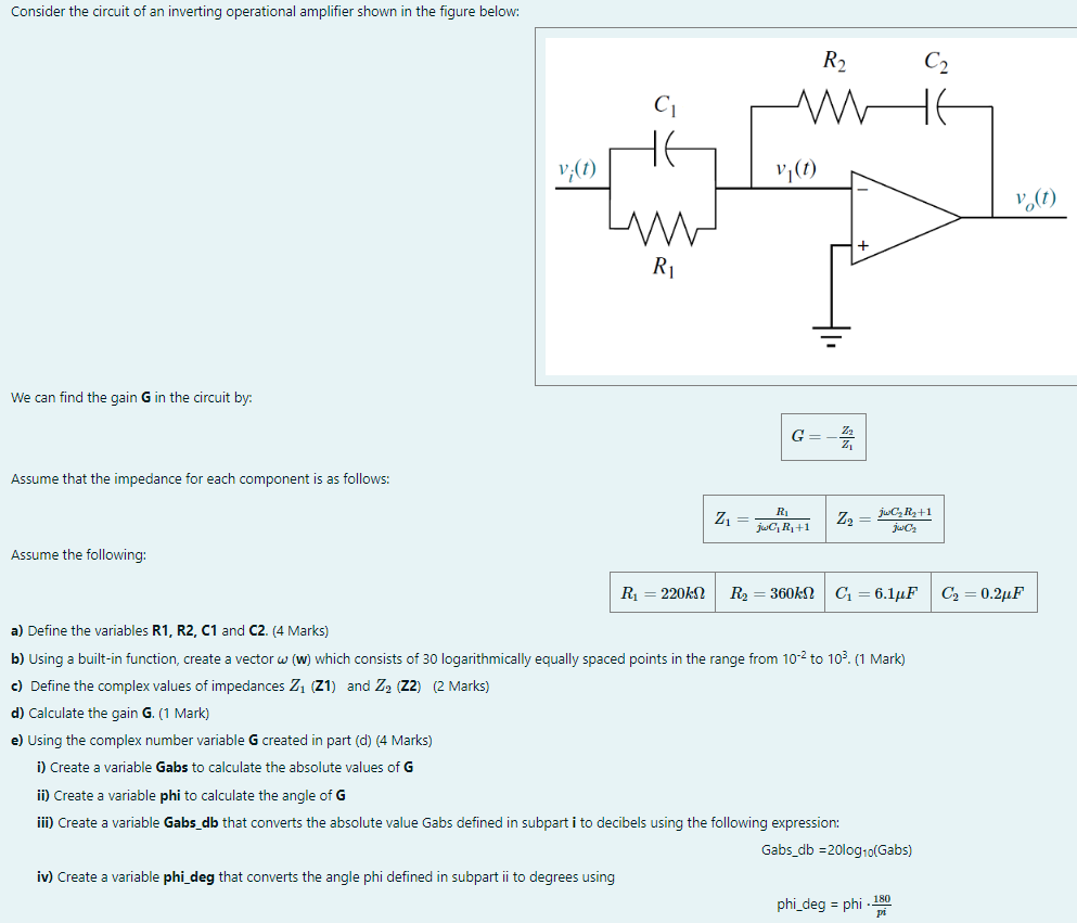 Consider The Circuit Of An Inverting Operational | Chegg.com