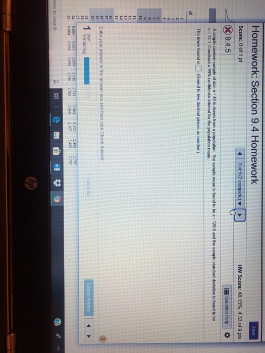Solved Homework: Section 9.4 Homework s= 13.1 25 0684 0.856 | Chegg.com