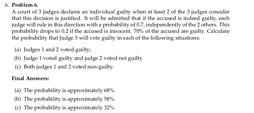 Solved 6. Problem 6. A court of 3 judges declares an | Chegg.com