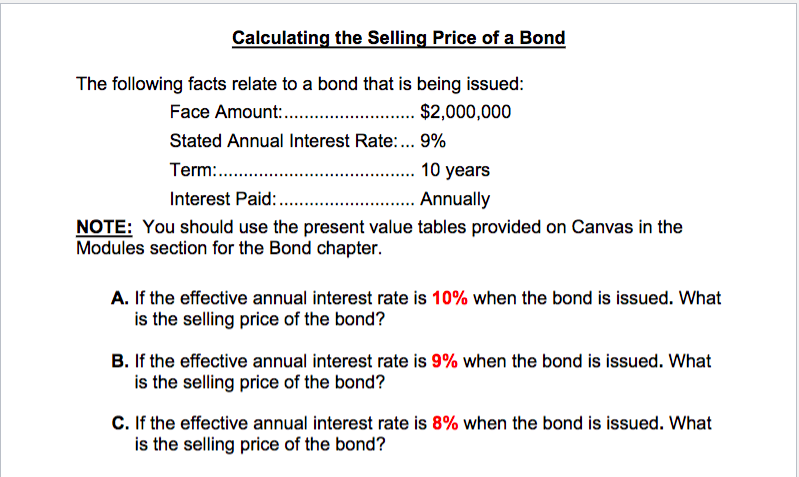 How To Find The Selling Price Of A Bond