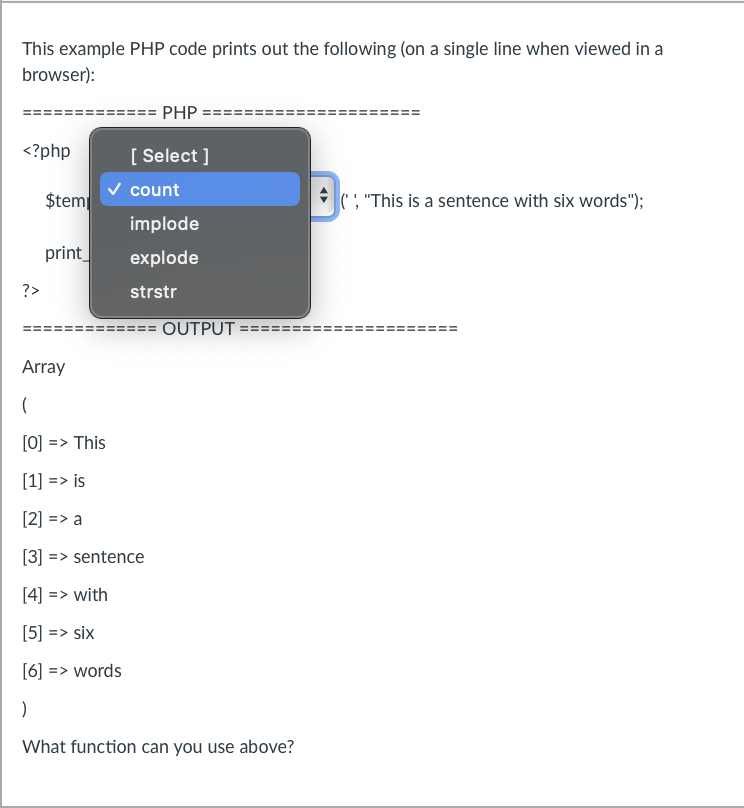 Solved This Example PHP Code Prints Out The Following (on A | Chegg.com