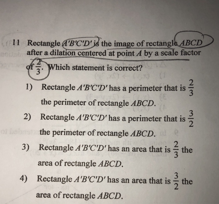 Solved 11 Rectangle A'B'C'D'is the image of rectangle ABCD | Chegg.com