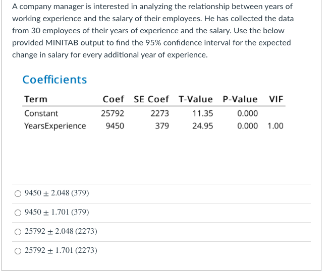 Solved A company manager is interested in analyzing the | Chegg.com